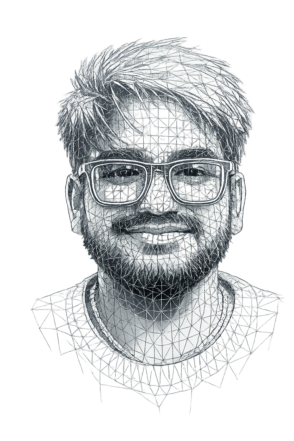 Wireframe mesh portrait